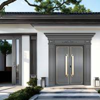 Porte d'entrée double haut de gamme en aluminium moulé, texture rayonnante classique royale, sur mesure disponible