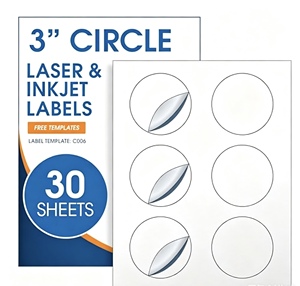 Etiqueta Circular Imprimible en Blanco Brillante para Impresora <span class=keywords><strong>de</strong></span> Inyección <span class=keywords><strong>de</strong></span> Tinta, Etiqueta Redonda Autoadhesiva para Impresión Láser Mate <span class=keywords><strong>de</strong></span> 8.5" x 11", Etiqueta Redonda Autoadhesiva para Empaquetado - Product Image 1