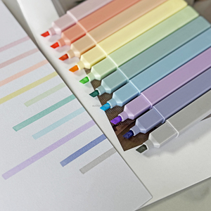 10 surligneurs carrés esthétiques <span class=keywords><strong>pastel</strong></span>, mignons et aux couleurs terreuses, surligneurs et stylos pour Bible, sans bavure, avec pointe biseautée - Product Image 6