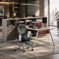 Poste de travail moderne pour employés avec armoire de rangement latérale, pieds en métal, bureau en mélamine pour espace de travail d'entreprise