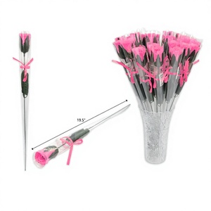 Eb Roses roses artificielles durables en vase de 19,5 pouces, modèle réaliste A1495 pour la décoration de mariage, les fêtes et la Saint-Valentin - Product Image 1