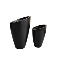Jardinières modernes minimalistes noires avec topiaire circulaire verte pour la décoration intérieure