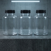 Conteneur en plastique transparent économique pour capsules et vitamines, pot d'emballage léger à large ouverture
