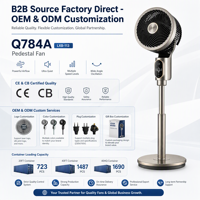 Beliebtester KI-Smart-Voice-Fernbedienungs-Luftzirkulationsventilator mit Farbbox 45W 3D-Oszillation Teleskop-Standventilator OEM ODM