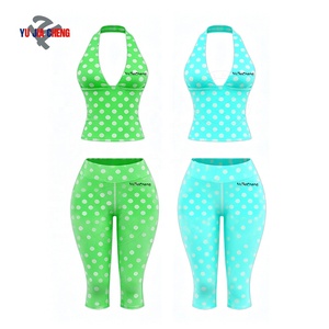 Completo Due Pezzi <span class=keywords><strong>Donna</strong></span> a Pois, <span class=keywords><strong>Abbigliamento</strong></span> <span class=keywords><strong>Tendenza</strong></span> Moda 2026, Top Corto Halter e Pantaloni Capri Personalizzati per l'Estate - Product Image 2