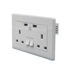 Dual Usb Port Wall Charger Adapter 13a Double Wall Uk Plug Socket Multifunctional Socket Wall Socket Outlet With 2 Switch