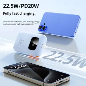 <span class=keywords><strong>Banque</strong></span> d'alimentation à batterie Li-polymère haute capacité avec charge rapide 22,5 W, type-C rétractable, avec logo personnalisé - Product Image 4