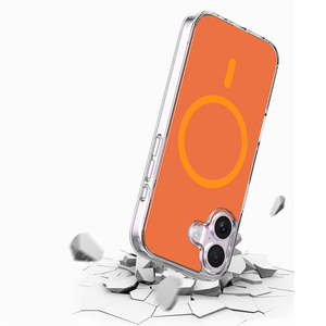 Nueva Funda Transparente Magnética con Carga Inalámbrica a Prueba de Golpes para <span class=keywords><strong>iPhone</strong></span> 17, Funda de TPU Acrílica Transparente, Color Naranja - Product Image 3