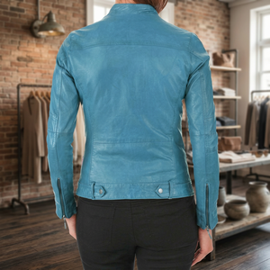 Veste Moto en Cuir Leathertex Azure Rush Multi-Zip pour Femme, Manches Courtes, Tissu Tissé, Coupe-Vent, Imperméable, Séchage Rapide, Automne - Product Image 3