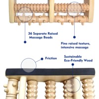 Planche de massage des pieds multi-rouleaux en bois naturel pour la relaxation corporelle – Outil de massage manuel texturé pour les soins personnels