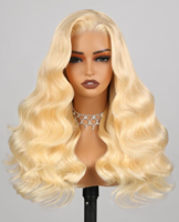 Perruque en cheveux humains avec mèches blondes 613, 13x6, sans colle, dentelle frontale complète, densité 200%, cheveux vierges, pour femmes noires