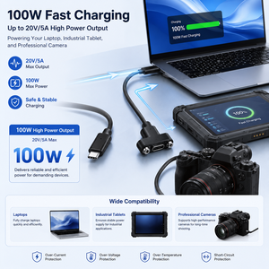 Cable de Extensión USB C 3.1 LUNG KAY con Montaje en Panel de Tornillos, 20Gbps, 100W PD, Carga Rápida, Cable de Bloqueo USB-C Macho a Hembra - Product Image 2