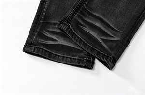 IN Stock Black Men’s Sanding Heavy Stitch Straight Leg Washed <b>Embroidered</b> Denim <b>Jeans</b> Mid Waist fashion <b>jeans</b> for men - Product Image 6
