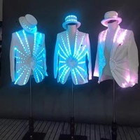 Светодиодный костюм RGB для взрослых унисекс, светящаяся танцевальная одежда из полиэстера для выступлений на сцене, ночных клубов, баров, вечеринок, праздничных украшений