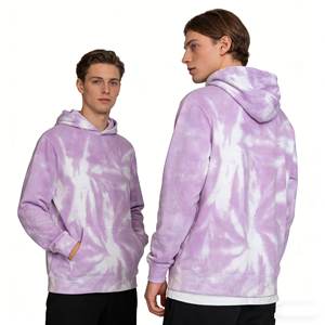 Sweat à capuche pour homme à bas prix avec logo imprimé, technique de teinture tie-dye et mélange de tissus, 100% coton, molleton et tissu éponge français, vêtements pour homme - Product Image 1