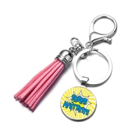Porte-clé avec pompon, Super maîtresse, supérieure, breloque en verre, dôme de verre, pour enseignants, sac cadeau, bijoux pour hommes