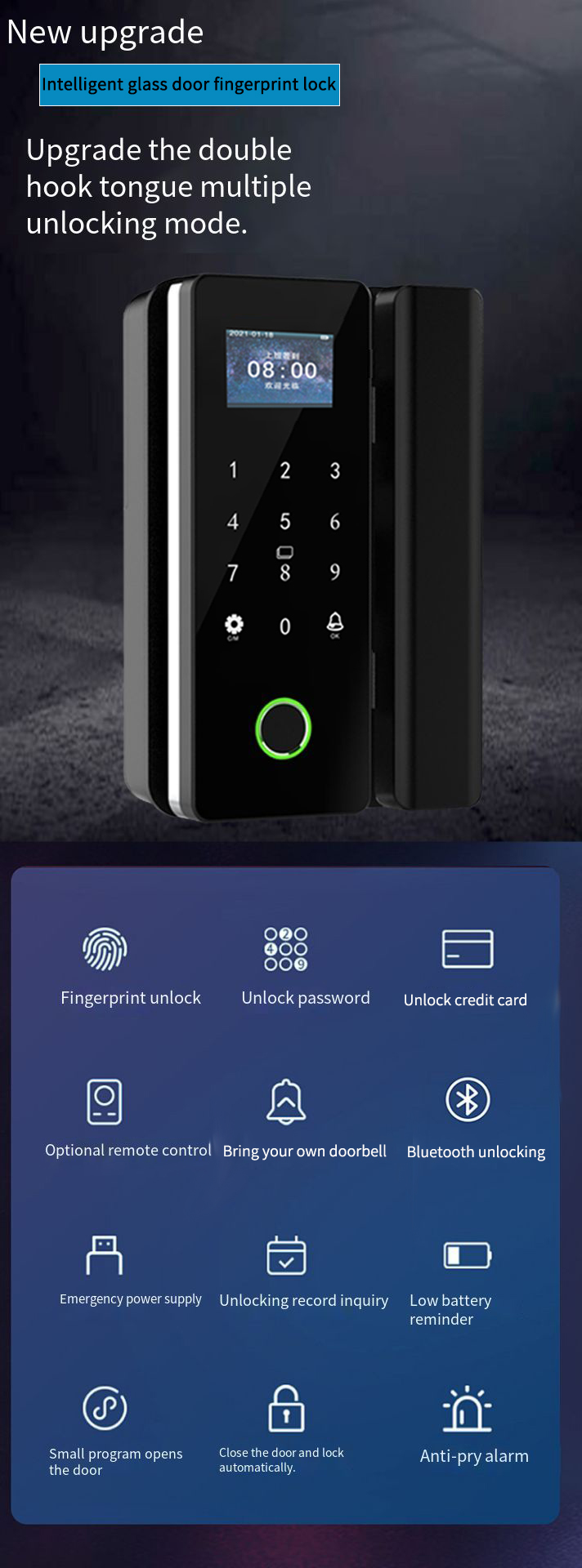 smart glass door lock fingerprint lock password smartsteps security app electronic smart anti-theft deadbolt lock bd safety lok