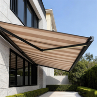 Auvent rétractable de style rayé au design moderne pour la maison, auvent rétractable pour patio, protection solaire