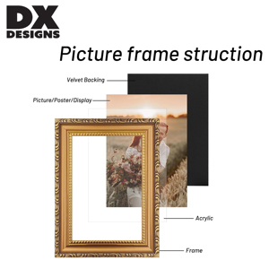 DX Designs Wholesale Cheap Gold Carved Plastic <strong>Photo</strong> <strong>Frame</strong> - 4x6 5x7 8x10 Inch <strong>A5</strong> A4 A3 Elegant PS Picture <strong>Frame</strong> for Home &amp; Wall - Product Image 2