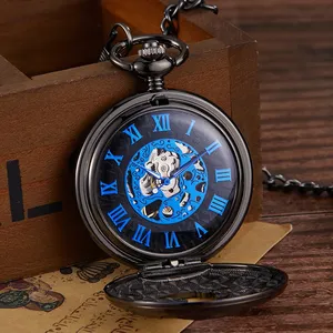 Orologio da Tasca Meccanico Steampunk Scheletrato da Uomo e Donna, Lusso Antico, con Collana e Catena, Orologio da Polso Maschile e Femminile - Product Image 5