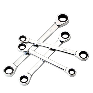 Clé à cliquet à tête fixe double face arrondie <span class=keywords><strong>plate</strong></span> en acier au chrome-vanadium <span class=keywords><strong>de</strong></span> qualité industrielle métrique 6 mm <span class=keywords><strong>32</strong></span> mm OEM - Product Image 1