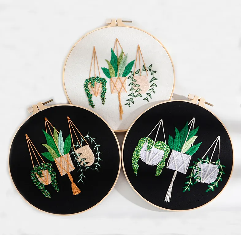 DIY Blumen pflanzen Stickerei Kit Stitching Punch Needle Craft Handarbeiten für Home Decor