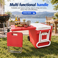 Glacière à roulettes 32L isotherme avec table et chaises pliantes, en PP de qualité alimentaire, fournisseur OEM
