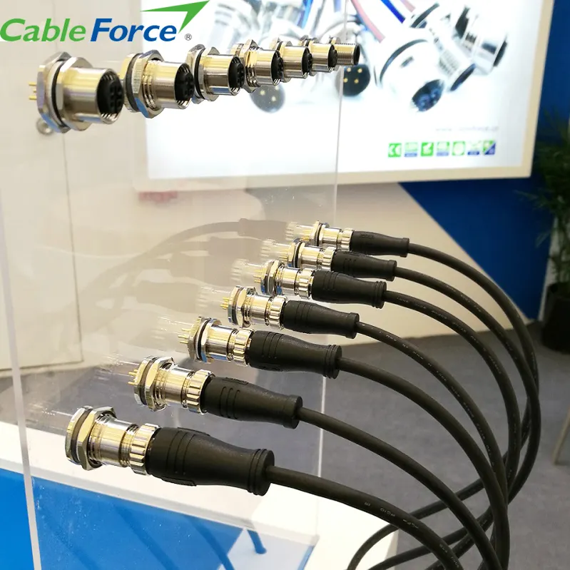 Cable moldeado en ángulo recto M8 A-Code macho recto 3 4 5 6 7 8 pin pigtail con longitud de cable y color de cable de PVC o PUR personalizados