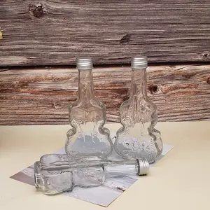 Golden Lieferant Direktverkauf Weihnachtsbaum und Gitarre Form 100 ml einzigartige Form Glas Weinflaschen mit Aluminium-Deckel 200 ml
