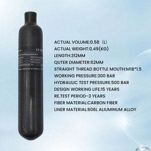 TUDIVING Haute Pression 4500psi 300bar M18 * 1.5 0.58L Entièrement Enveloppé Composite PCP Paintball <span class=keywords><strong>Bouteille</strong></span> <span class=keywords><strong>De</strong></span> Gaz En Fiber <span class=keywords><strong>De</strong></span> <span class=keywords><strong>Carbone</strong></span> <span class=keywords><strong>Bouteille</strong></span> D'air - Product Image 2