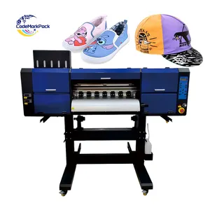 2 print heads 60cm dtf A1 pet film inkjet printer dtf pet roll heat all in one transfer printer and powder dyer machine