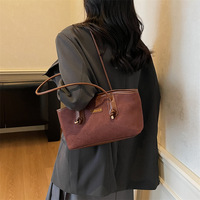 Bolso Tote de Ante Vintage para Mujer, Otoño Invierno, Nuevo, Moderno, de Un Solo Hombro, con Cierre de Cremallera, Poliéster, de Alta Gama