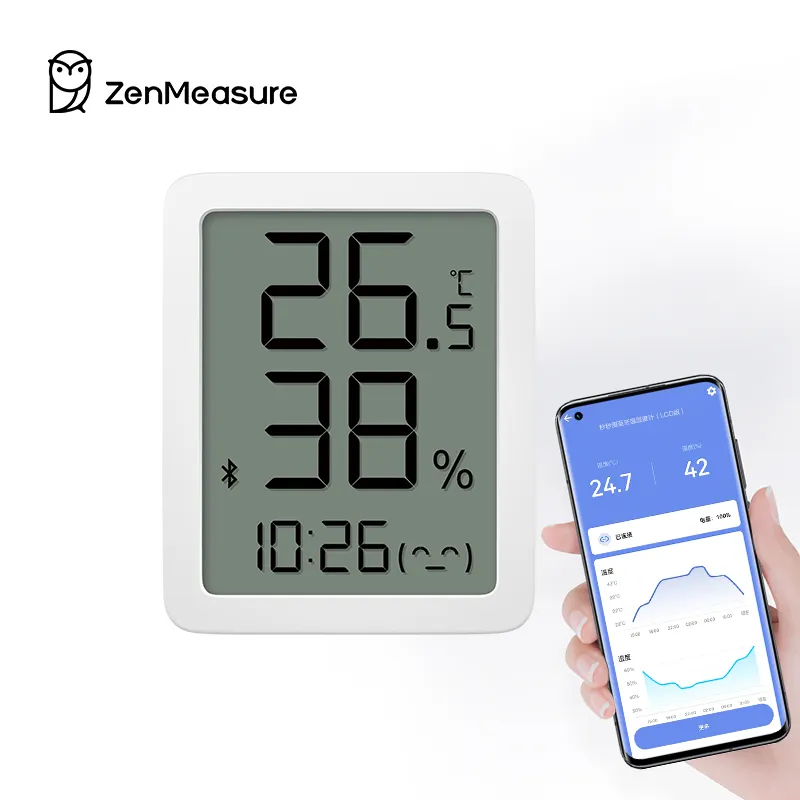 ZenMeasure בלוטות' מד חום-תרמומטר LCD הקלטה של שינויים בטמפרטורה ובלחות פנימית