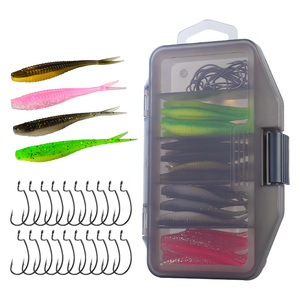 61pcs 6.5cm 1.5G chia ngã ba đuôi mềm jerkbait Minnow mồi Kit nhựa mềm Shad Baits crappie Bass Mồi Câu Cá - Product Image 1