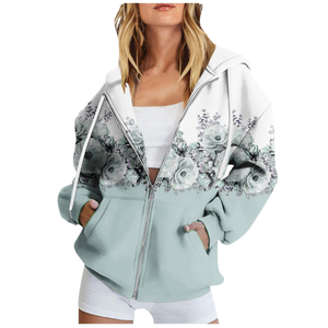 Premium 100%Cotton Casual Knitted Zipper Hoodie Women's Winter Autumn Eco-Friendly Fashion Long-Sleeved <b>Jacket</b> Affordable - Product Image 1