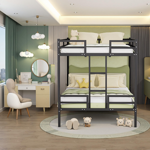 Cama Litera Queen con Barandilla <span class=keywords><strong>de</strong></span> Seguridad Completa, <span class=keywords><strong>Escalera</strong></span> y Estructura <span class=keywords><strong>de</strong></span> Metal Resistente en Color Negro, Ideal para Espacios Compartidos y Habitaciones <span class=keywords><strong>de</strong></span> Invitados - Product Image 2