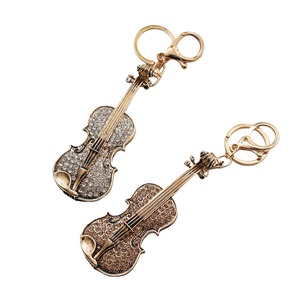 קריסטל ריינסטון גיטרה Keychain חמוד בס Keychain מיני Keyring גיטרה חשמלי גיטרה מפתח מחזיק מתכת מפתח שרשרות למוסיקה - Product Image 1