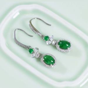 S925 עגילי טיפה ירוק משובצים צמודים לירוקים טבעיים עבור תכשיטים ואביזרים אופנתיים - Product Image 4