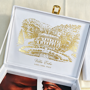 Invitations de mariage personnalisées en velours, boîte de luxe avec sceau doré et <span class=keywords><strong>dessin</strong></span> de l'endroit du mariage, boîte d'invitation de mariage avec insert pour cadre photo - Product Image 3