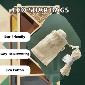 En stock: Bolsas de malla de algodón orgánico de 10x14cm con cordón, ecológicas y reciclables para empaque de cosméticos y toallitas húmedas Yichen - Product Image 3