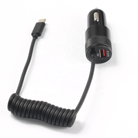 Chargeur de voiture 48W en gros d'usine avec câble enroulé, double port Type C, chargeur rapide pour iPhone 17 16 15