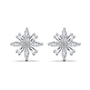 Dylam Tiny Charm <b>Fine</b> Fashion Jewelry Accessories S925 Silver Rhodium Plated 5A Zirconia Snowflake Shape <b>Stud</b> <b>Earrings</b> - Product Image 1