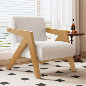 Venta al por mayor de mediados de siglo muebles de sala de estar silla hogar ocio relajación acento Boucle moderno salón acento silla con otomana - Product Image 6