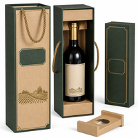 Boîte cadeau rigide de luxe personnalisée avec gaufrage pour bouteille de vin et ensemble d'accessoires, emballage cadeau d'entreprise, boîte à vin