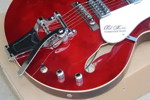 Flyoung יין אדום חצי חלול גיטרה חשמלית 6 מיתרי הגיטרה חשמלית