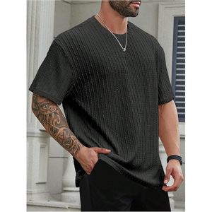 Men's Textured Knit Tshirt Oversized Short Sleeve Casual Summer <b>Top</b> - Product Image 3