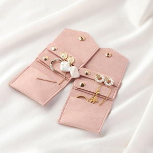 Premium Soft Microfiber <b>Jewelry</b> <b>Roll</b> Pouch Custom Logo Envelope Style <b>Travel</b> <b>Jewelry</b> Case Organizer - Product Image 3