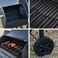 Barbecue portable compact en acier avec fumoir à bois et support pour outils, idéal pour les voyages et le camping