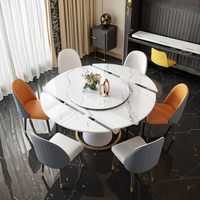 Großhandel Restaurant-Esstisch-Set Runde Gesinterte Steinplatte mit Lazy Susan für Moderne Hochwertige Hotel-VIP-Möbel
