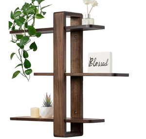 Modern Wooden <b>Floating</b> Wall <b>Shelf</b> 3 Tier Intersecting Display Rack Luxury Nordic Decorative Storage Organiser <b>Bracket</b> - Product Image 1